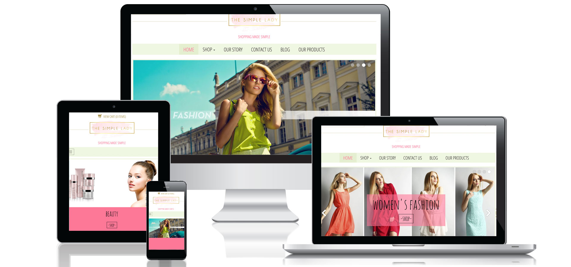 The Simple Lady eccommerce website